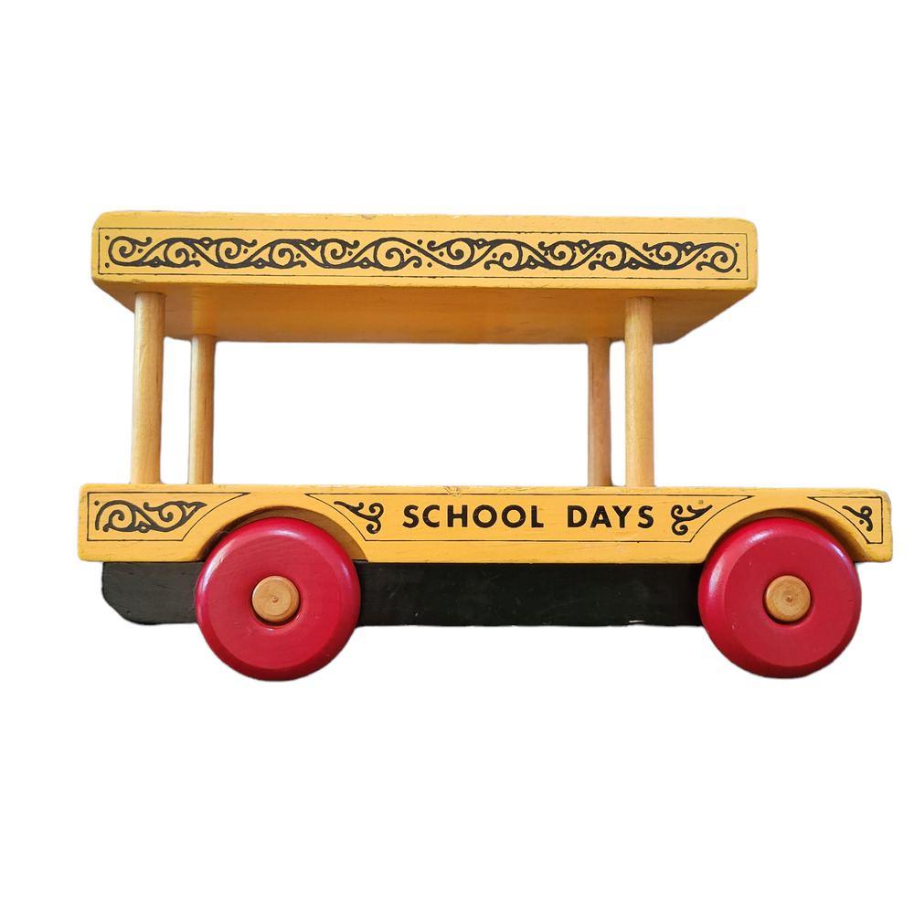 VTG Wooden School Bus Toy Montgomery Schoolhouse Inc. Made In Vermont USA Rare